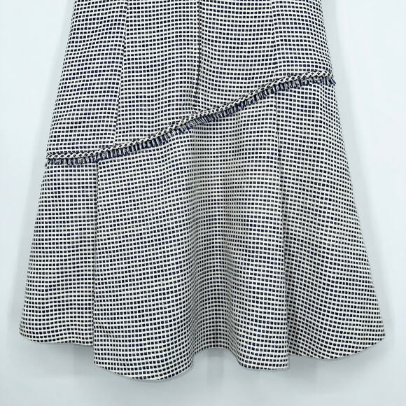 ADEAM Tweed Dress Sleeveless Plaid Fringe Trim Asymmetric Mini Dress - Picture 8 of 13